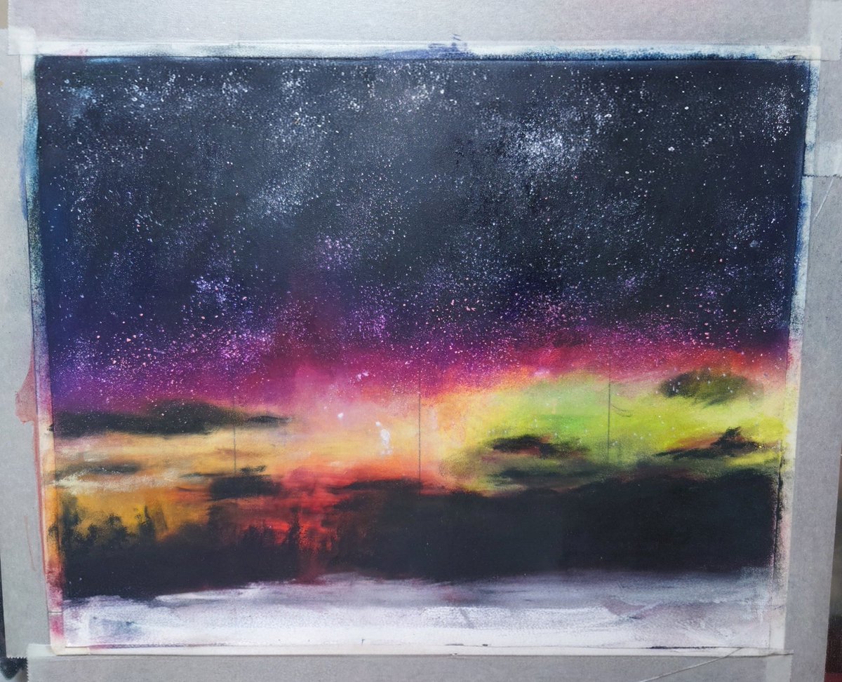 kurokawa_maho's tweet photo. 過去に画材や色の出方を試しながら描いた習作です🎨
星空の表現や色の重なりを色々試していました🌌
#パステル画
#ソフトパステル
#パステルアート
#星空
#PastelArt
#SoftPastel
#PastelDrawing
#MahoKurokawa https://t.co/UKWcR6U3fI
