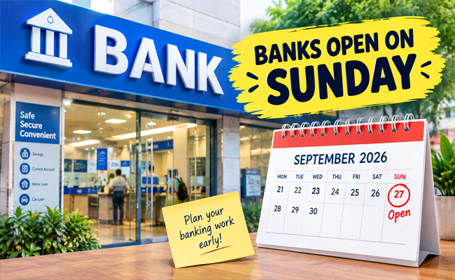 sakshibhavita's tweet photo. BREAKING NEWS: Banks to Open on Sunday, Here Is the Reason https://t.co/CQMKvQHHmP @sakshieducation
#BankHoliday #BankHoliday2026 #BanksOpenSunday #September272026 #BankStrike2026 #NationwideBankStrike #BankingServices #BankHolidaysIndia #BankNews #BankingNews https://t.co/xnHaKQLvn0