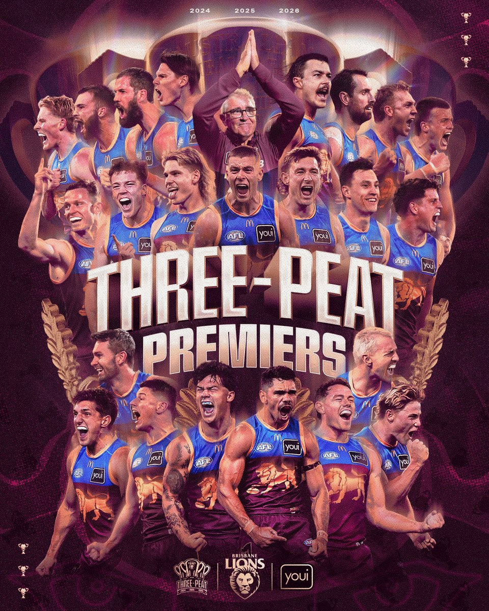 brisbanelions's tweet photo. THREEPEAT COMPLETE 🏆🏆🏆 https://t.co/y6XqdHECtL