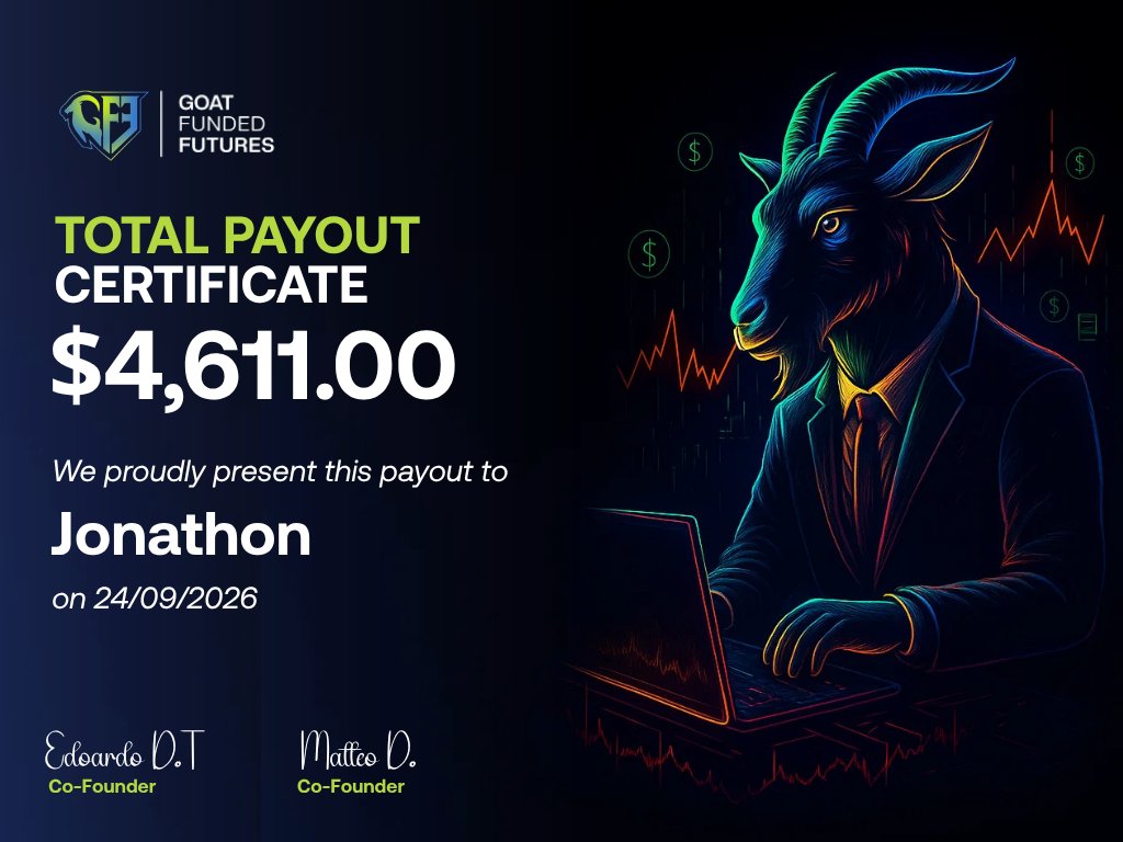 GFFutures's tweet photo. Another strong payout day at Goat Funded Futures. 💰🐐

$4,656 to Xiang
$4,611 to Jonathon
$3,715 to Sheila
$3,104 to Lis

Over $16K rewarded across these four traders alone.

Congrats to everyone getting paid with GFF. 🔥 https://t.co/AsFjozrl89