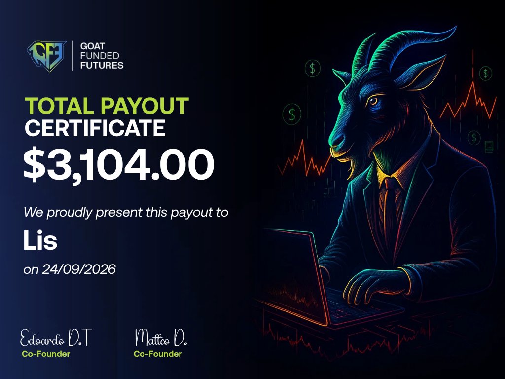 GFFutures's tweet photo. Another strong payout day at Goat Funded Futures. 💰🐐

$4,656 to Xiang
$4,611 to Jonathon
$3,715 to Sheila
$3,104 to Lis

Over $16K rewarded across these four traders alone.

Congrats to everyone getting paid with GFF. 🔥 https://t.co/AsFjozrl89