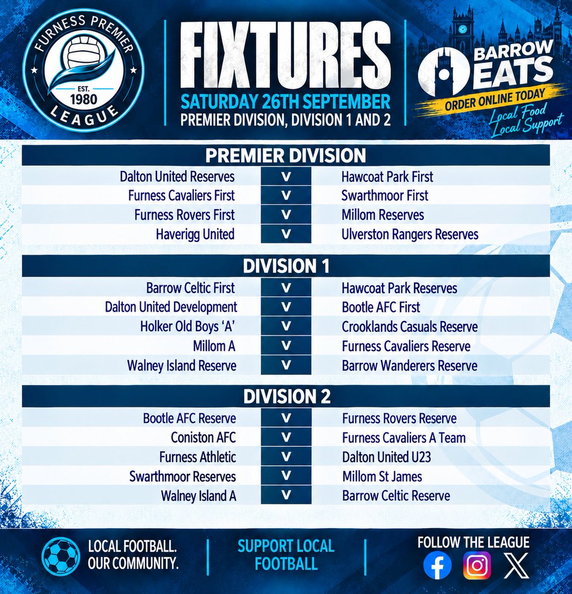 FurnessPL's tweet photo. With a number of clubs entering the Lancashire cup, were down to 14 fixtures this weekend. Weather looks great, hoping for no Micro Climates.

@NLCumbria https://t.co/kMiP2qAbxc