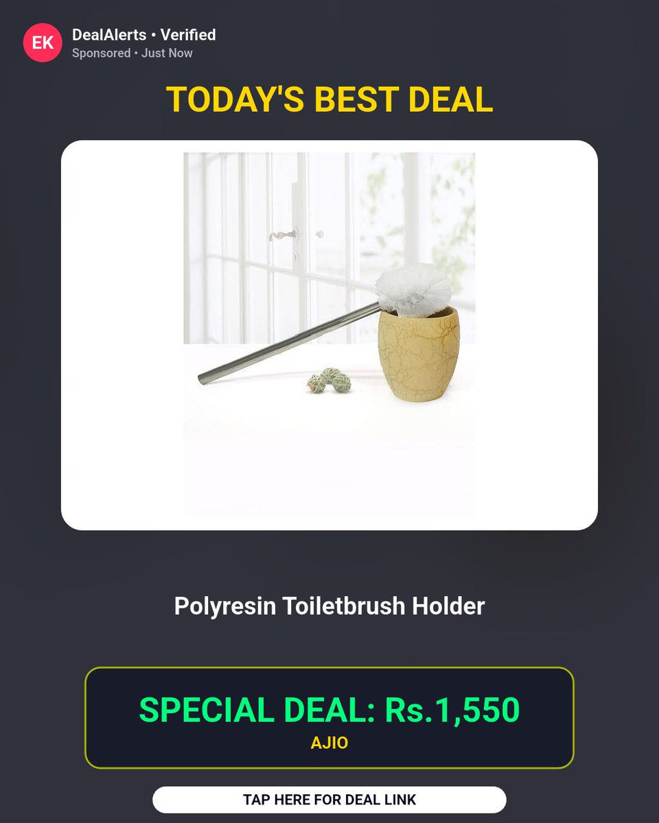 BanotaRajesh's tweet photo. This deal won't last long. Polyresin Toiletbrush Holder at 10% Off
Rs.1550
Buy Now: https://t.co/BUX79SRvvf
#PolyresinDesign #ToiletAccessories #HomeImprovement #AjioDeals #SustainableLiving https://t.co/lLjobzj8Y0
