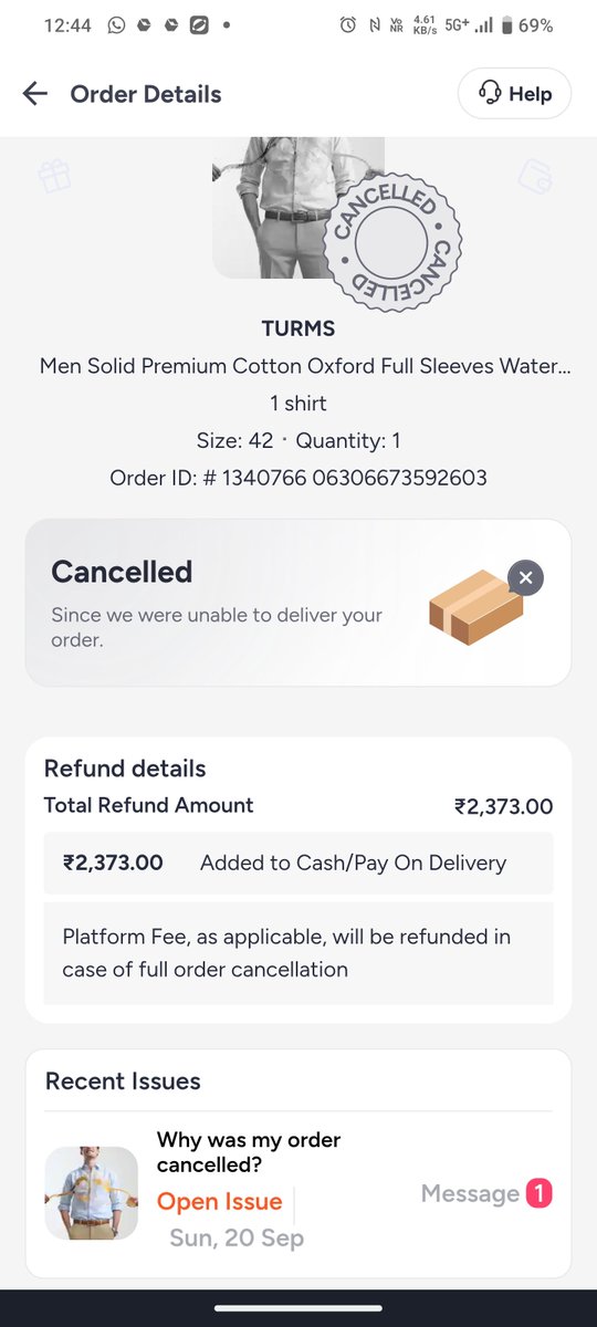 sharma_navtej's tweet photo. Fraud by @myntra @myntrasupport!
Ticket IN26092002054156763917:
• 17:28: Resolved
• 18:07: Escalated
• Today: Resolving soon  
​Cancelled order, now escalation team says "price diff not in policy"!  
​Unfair practice @jagograhakjago @consaff! NCH #10197586 https://t.co/GvaPYp1CZj