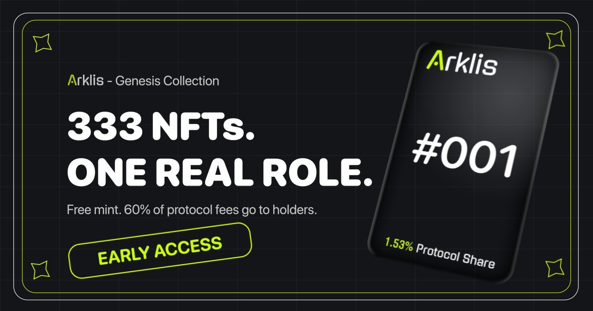 TheMrX's tweet photo. Exclusive @arklisdotapp collab.

Only GTD 2 spots available for the community.

333 utility NFTs on ARC
Free mint
60% of protocol fees to holders

How to enter: 

Follow @arklisdotapp &amp; @TheMrX
Like + RT 
Drop your wallet below

Ends in 12 hours. Only 2 winners. https://t.co/Iq3w8aNRhw