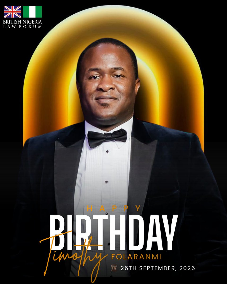 BNLF_UK's tweet photo. ๐ Happy Birthday to the Vice Chair of the British Nigeria Law Forum, Timothy Folaranmi!
Today, we celebrate an exceptional leader, distinguished legal professional, and valued member of the British Nigeria Law Forum.
Cheers to another remarkable year!
#BNLF #Lawyer https://t.co/VjRUxMVwj9