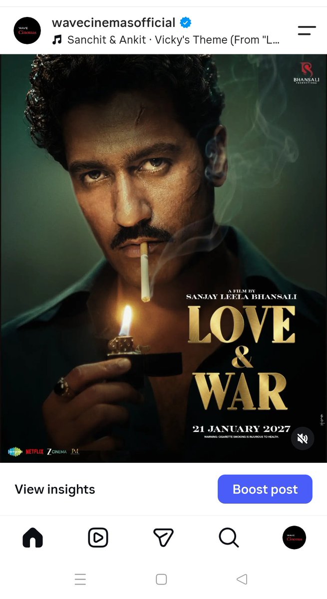 Wave_Cinemas's tweet photo. Iss nazar ka hi toh intezaar tha! 🤌🏻❤️‍🔥

Watch #LoveAndWar releasing at #wavecinemas on 21st January 2027.

#LoveAndWar #ranbirkapoor #aliabhatt #vickykaushal https://t.co/OxU0E5poJD