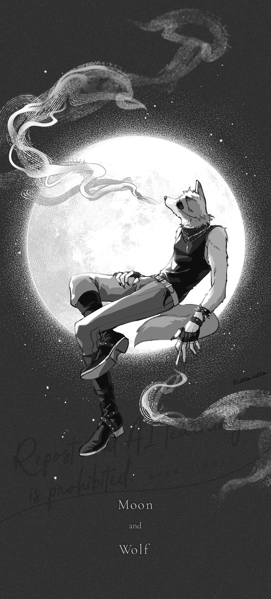 cottonnotton's tweet photo. 🌕と🐺 https://t.co/xOXU6NwFwY