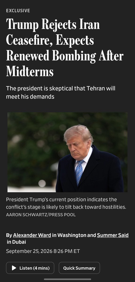 ESPI_Operator's tweet photo. Drogo! Zapinać pasy! ⚠️ "President Trump has rejected Iran's proposal for a seven-day ceasefire and has told aides he expects to resume bombing Iran after the November midterms, U.S. officials said."#Oil #Iran #Trump https://t.co/h2LWGxNT2H