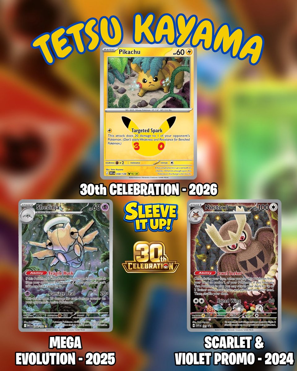 SleeveItUpTCg's tweet photo. Tetsu Kayama
A very unique art style for Pokemon, using pointilism (think Van Goghs self portrait)
A wonderful visual addition to the game.
17/31
#TetsuKayama #Pokemon #Pokemon30 #PokemonCelebration #Pokemon30th
#30thPikachu #PokemonArt https://t.co/yEiwSckwjd