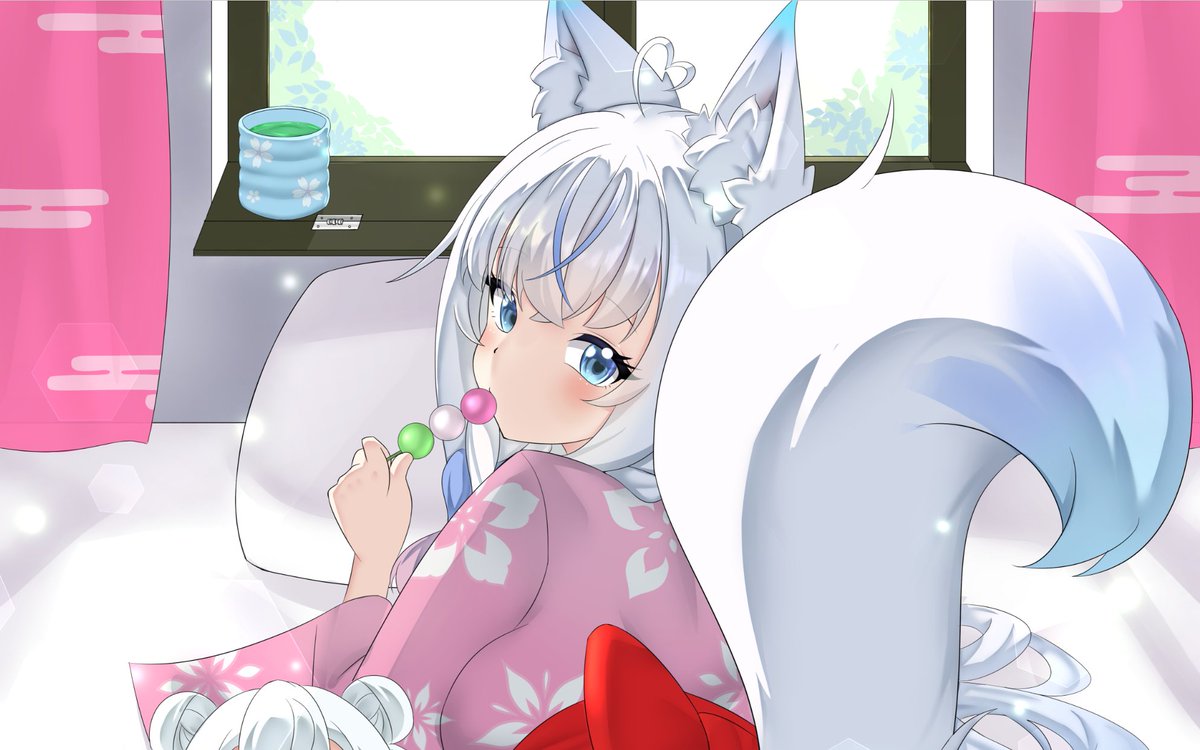 ChiyoSetsuna's tweet photo. 畫好了，狐狐球的委託~~
完整部分的話，大家就去Vgen和Pixiv看看吧~~
畢竟，不能發腳腳~~
@icesakura1122 
#Vtuber #fanart #art #Commissionart https://t.co/UevySUMaGc