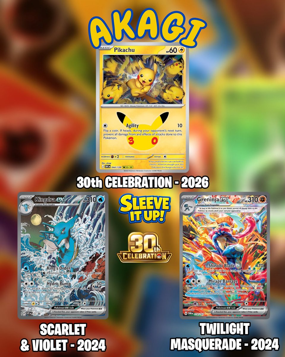 SleeveItUpTCg's tweet photo. Akagi
A breakout star in the SV era, with high contrast, dynamic, anime fight like motion in their art.
The great wave Kingdra is one of my personal faves.
23/31
#Akagi #Pokemon #Pokemon30 #PokemonCelebration #Pokemon30th
#30thPikachu #PokemonArt https://t.co/r2NUScbh5s