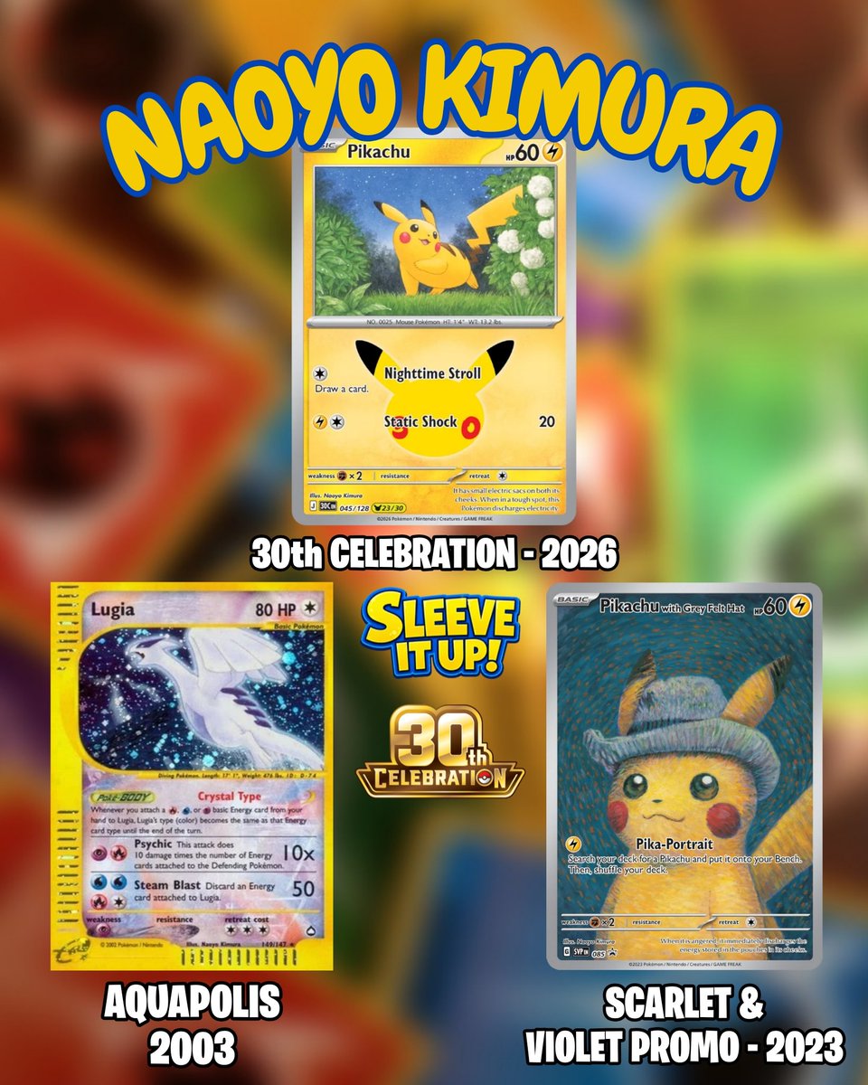 SleeveItUpTCg's tweet photo. Naoyo Kimura
One of the foundational pillars of TCG art, lifelike textures, soft diffused lighting..
Oh and 2 of the most famous cards of all time lol
24/31
#Kimura #Pokemon #Pokemon30 #PokemonCelebration #Pokemon30th
#30thPikachu #PokemonArt https://t.co/wDdbYtGhco