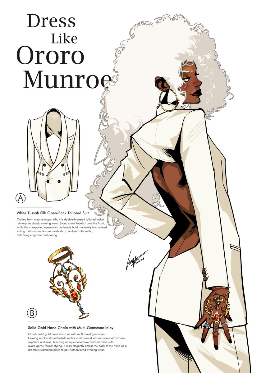 weinsdrawinggg's tweet photo. Even at a party where everyone wears suits, #OroroMunroe still deserves a custom outfit that is stylish, bold and luxurious.
#marvel #xmen
I’ve revised her skin tone based on her solo issue! https://t.co/dJRkuc1VVW