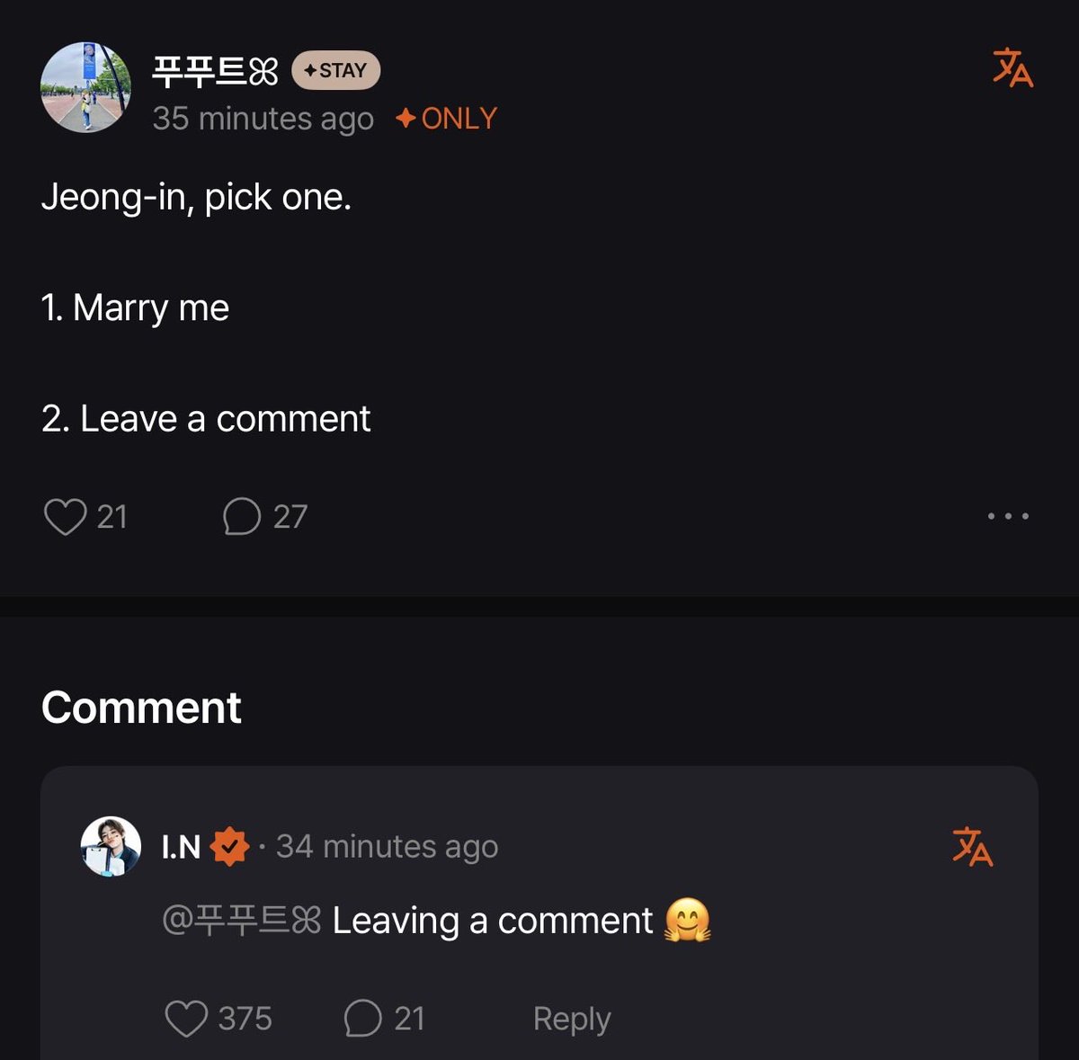 love4yji's tweet photo. jeongin is so funny i can’t https://t.co/lsFrtehvL4
