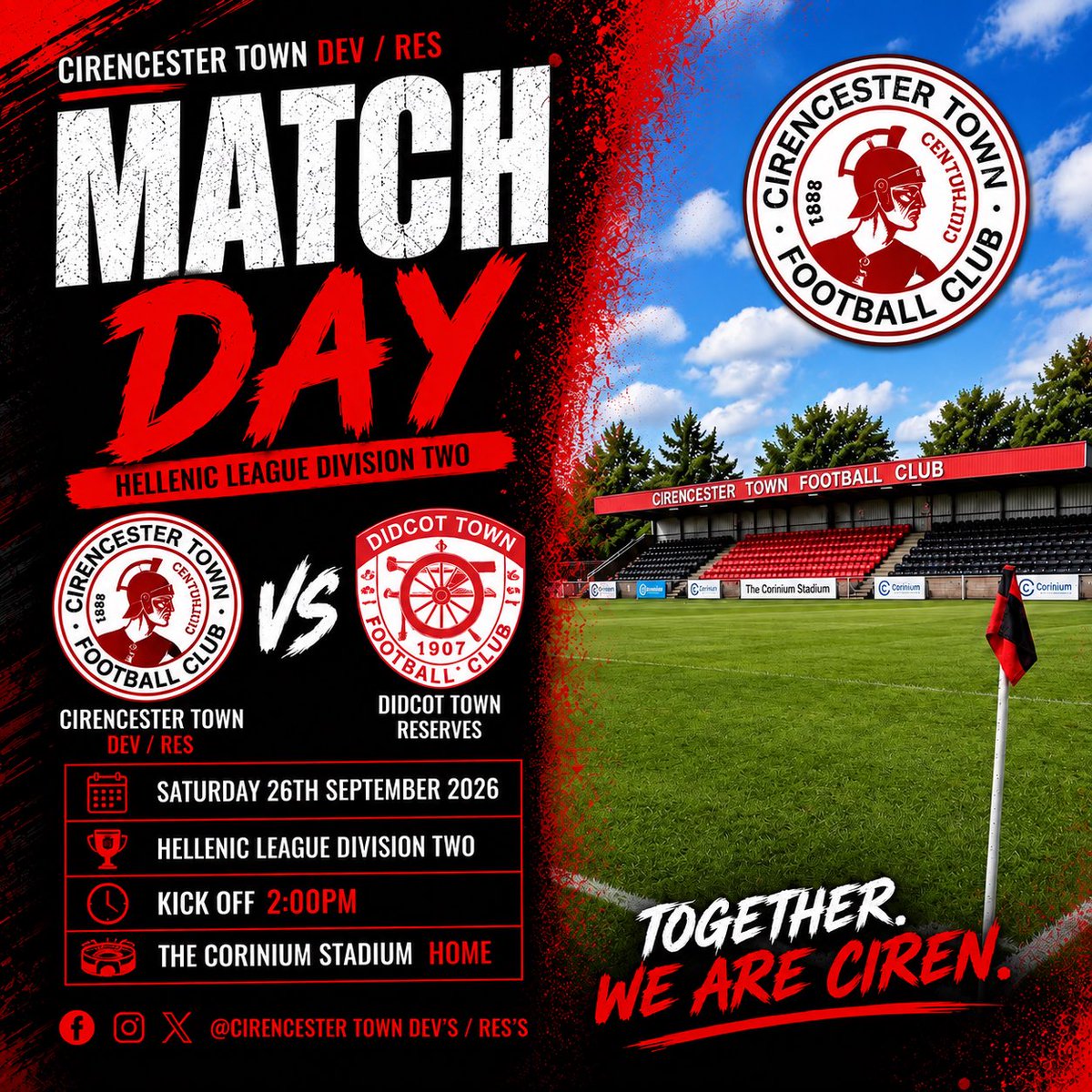 cirentowndevs's tweet photo. After 2 cup games we are back to league action today! If you are at loose end come down and get your Saturday football fix and support the lads! ⚽️🔴⚫️ #development #togetherweareciren https://t.co/0WnIE5khcf