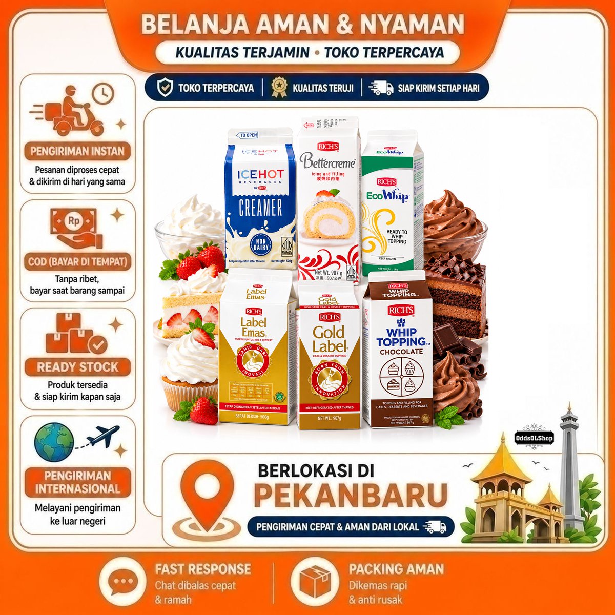oddssexy's tweet photo. Rich's Gold Label Whipping Krim Topping Non-Dairy, Eco Whip Topping Dengan Rasa Vanila &amp; Susu, Halal https://t.co/sQaIawgUXd