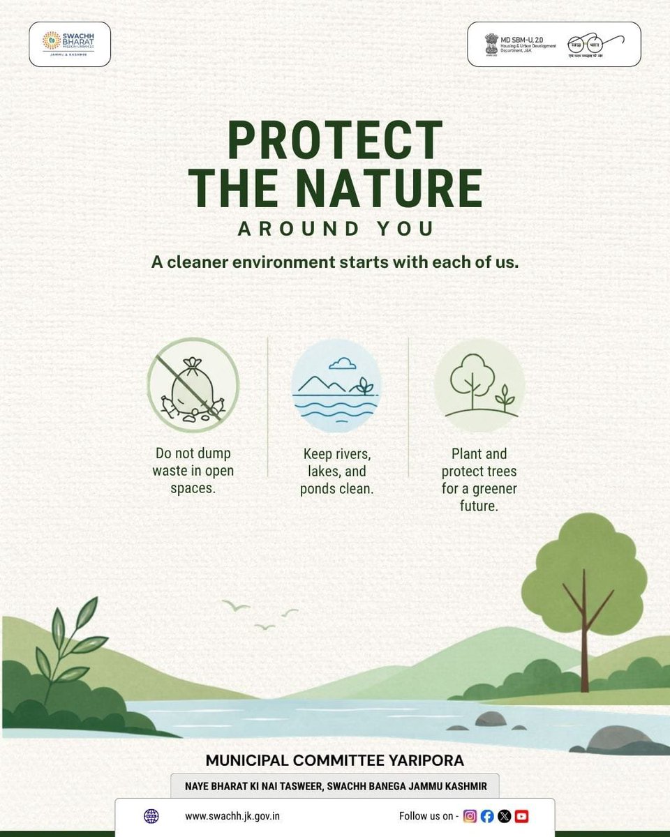 eomcyaripora's tweet photo. "Let’s keep Yaripora green and clean — protect nature, preserve life! 🌱 #SwachhBharat #CleanYaripora #GreenFuture" https://t.co/NqqPqeZs82