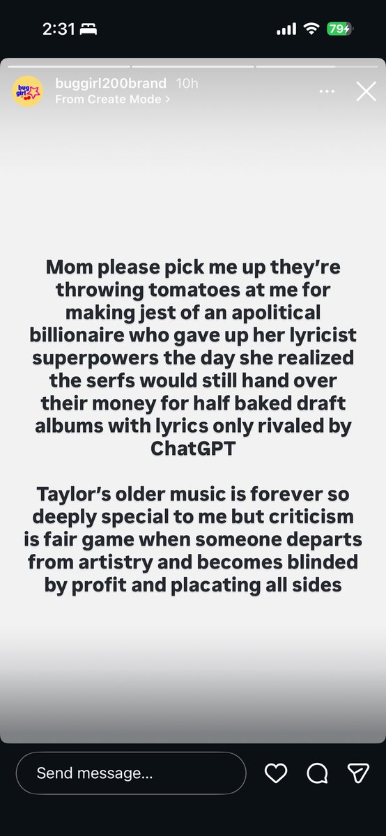 thestoryofbean's tweet photo. hayley william’s fav fan merch maker going on coke rants about taylor swift, you have to laugh https://t.co/JUvW0HB9hZ