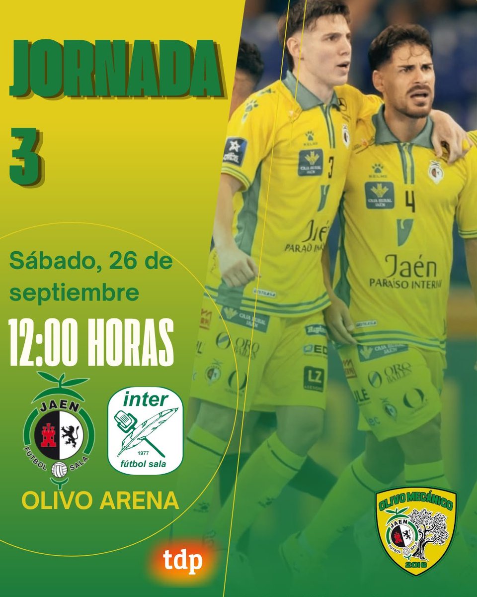 OlivoMecanico's tweet photo. 🔰⚔️ Día de Partido

🔝 El partido de la jornada se juega hoy en el Olivo Arena ante @ClubInterFS 

💛💙 Como siempre tendremos la suerte de compartir la grada con nuestra amiga @4belen4 

🎙 Retransmisiones con audio en @radioypuntojaen y @JaenenJuego https://t.co/HMd0I96uFu