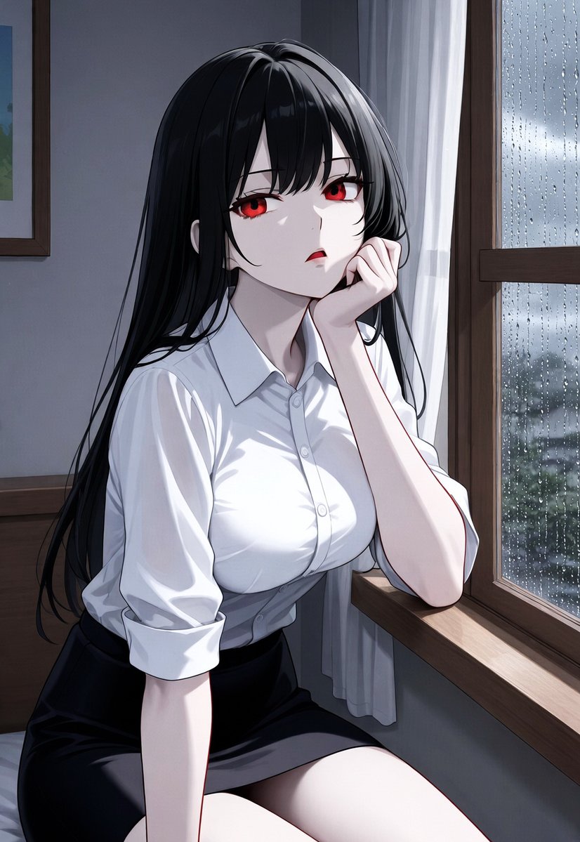 reiworks_'s tweet photo. 窓の水滴、数えてるだけ🌧️
暇じゃないわよ🤥

#夜凪玲 #AIイラスト #AIart https://t.co/XhB1MKPq1q