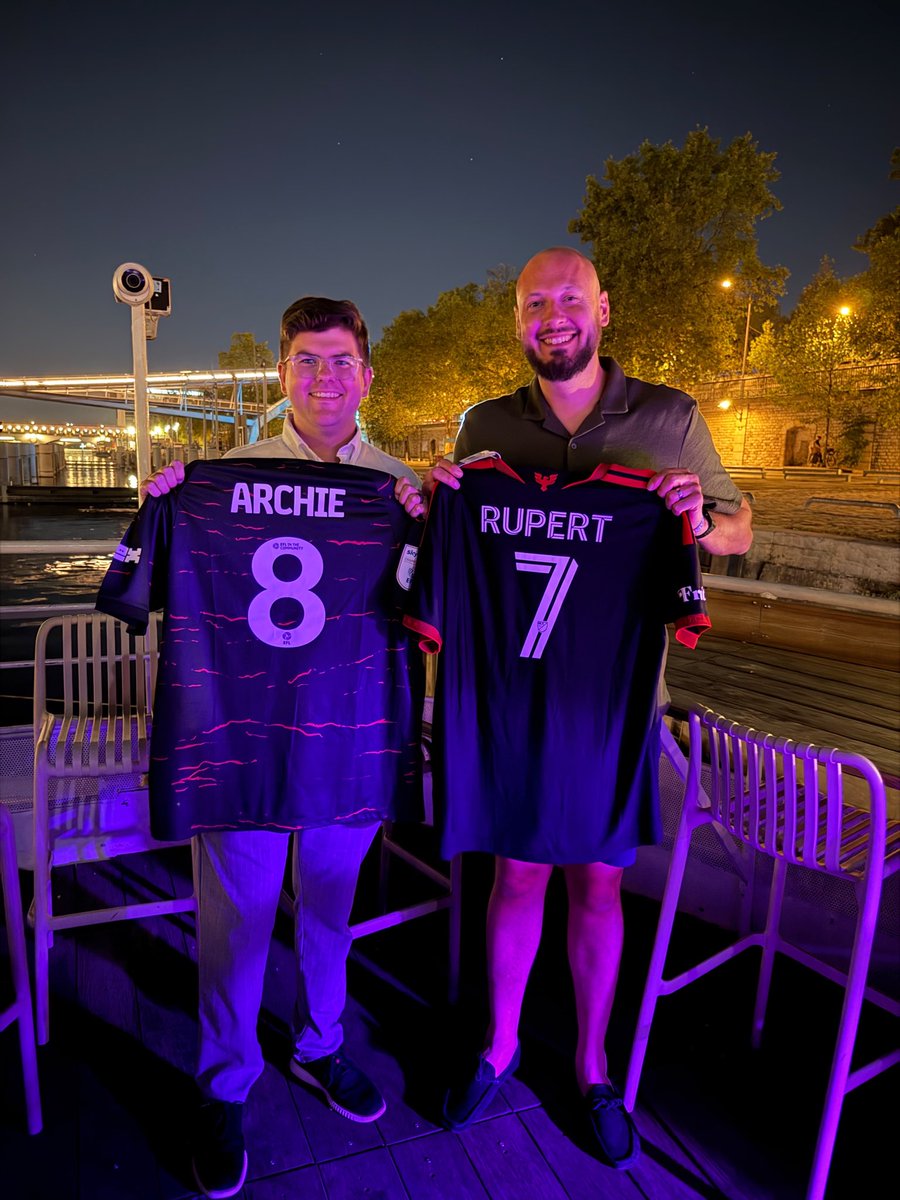 rupertsrainbow's tweet photo. Two children, 3,500+ miles apart, connected by the same ultra-rare condition. 💜 We first met Archie’s family in Boston and a friendship began. This week we reunited in Paris and swapped @dcunited &amp; @Wrexham_AFC shirts — two cities, one AHC community. 🌈 
https://t.co/HfUzHn4ZFe https://t.co/wCVdggbBhd