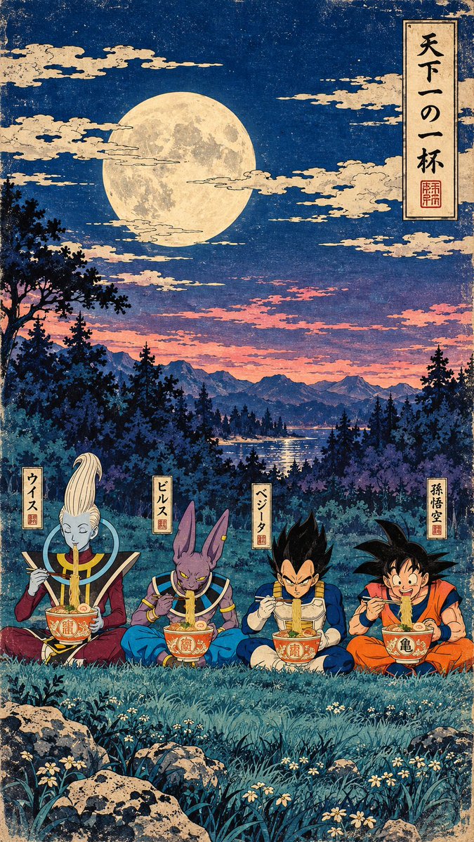 GuruWallpaper1's tweet photo. Dragon Ball ukiyo-e wallpaper https://t.co/uQASbo4zjn