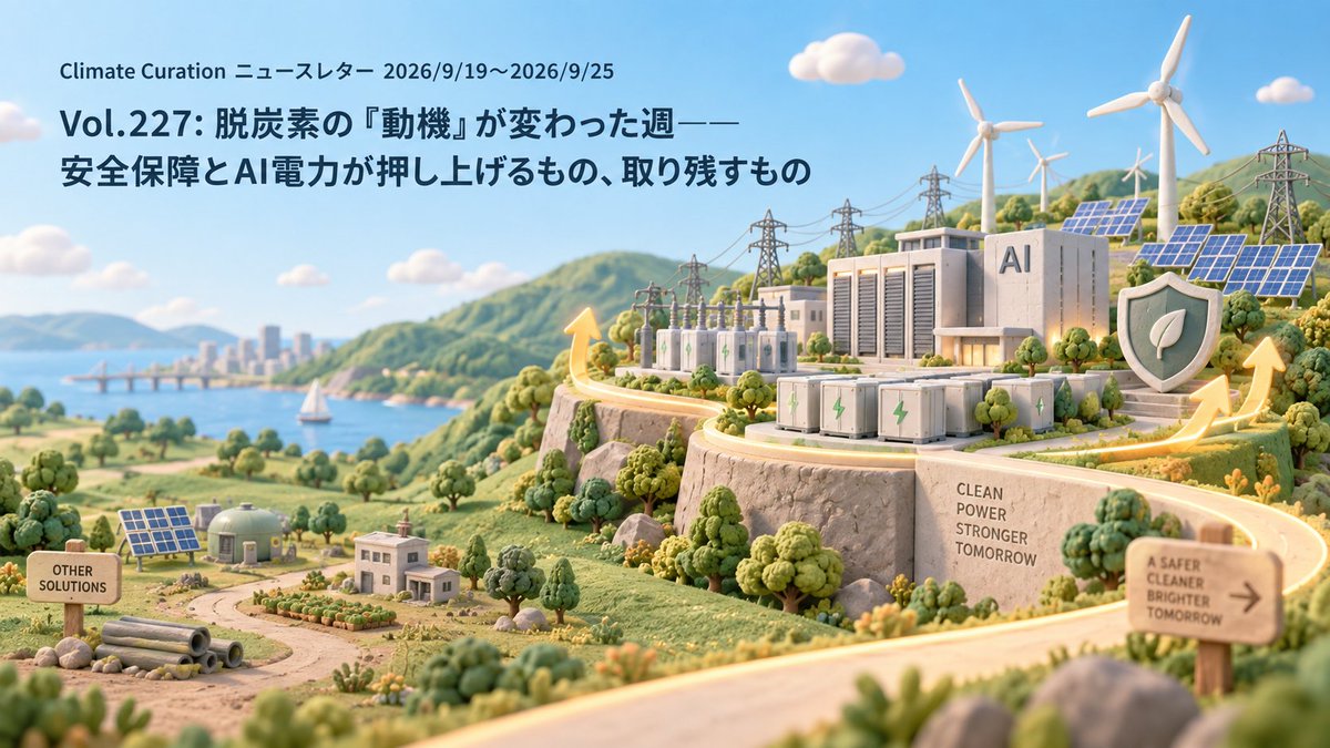 SocialCompany's tweet photo. 📬 #ClimateCuration Vol.227を配信しました📬

9/20〜27に開催中のNY Climate Week。国内ではほとんど報じられませんが、英語圏の記事やSNS投稿などからはその熱量が力強く伝わってきます。IEAの電化報告や投資家の関心の変化等をまとめてみました。
https://t.co/ydbylpxST7 https://t.co/oKcSfwCxzh