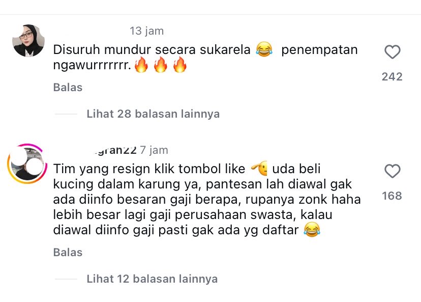 itszweedy's tweet photo. Postingan dan isi komentarnya pada protes semua 😅😅

Pada protes gaji kecil dan penempatan yang katanya ngawur, jauh dari domisili dan kayanya banyak yang bakal ngajuin putus kontrak, terus itu yang bakal ngisi bangunan yang kosong siapa? 😅 https://t.co/sVmItev68X