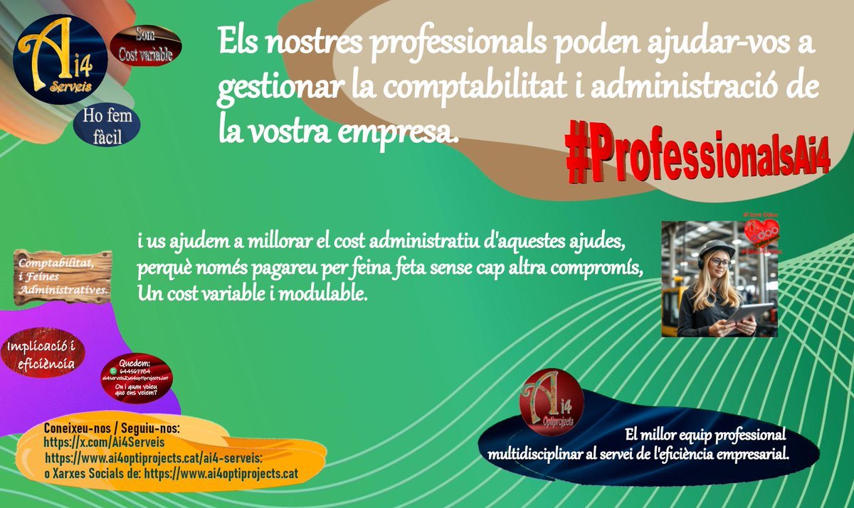 serveis38965's tweet photo. #ExperienciaAmbValor per la #Diversitat i #Profunditat després de molts anys ajudant empreses de molts sectors diferents,
i amb moltes necessitats diverses. #SolucionsAi4 #ProfessionalsAi4 #ImplicacioTotal #FeinesAdministrativesADemanda https://t.co/PjubP7lZan