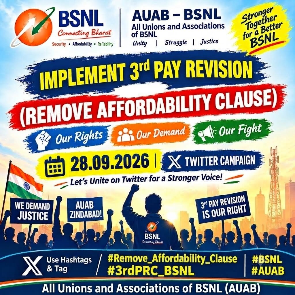 ManishSama91891's tweet photo. भारत के यशस्वी PM @narendramodi जी आपने #BSNL के उत्थान, स्वदेशी 4G/5G टेक्नोलाॅजी का संकल्प लिया, BSNLकर्मि��ों ने भी उसे हानि लाभ चिंतन किये बिना राष्ट्र के हर क्षेत्र,नागरिको तक पहुंचाया आपसे अनुरोध है की कृपया #Remove_Affordability_Clause ��वं 
#3rdPRC_BSNL प्रदान करे
@PMOIndia https://t.co/alBt9a6kGy