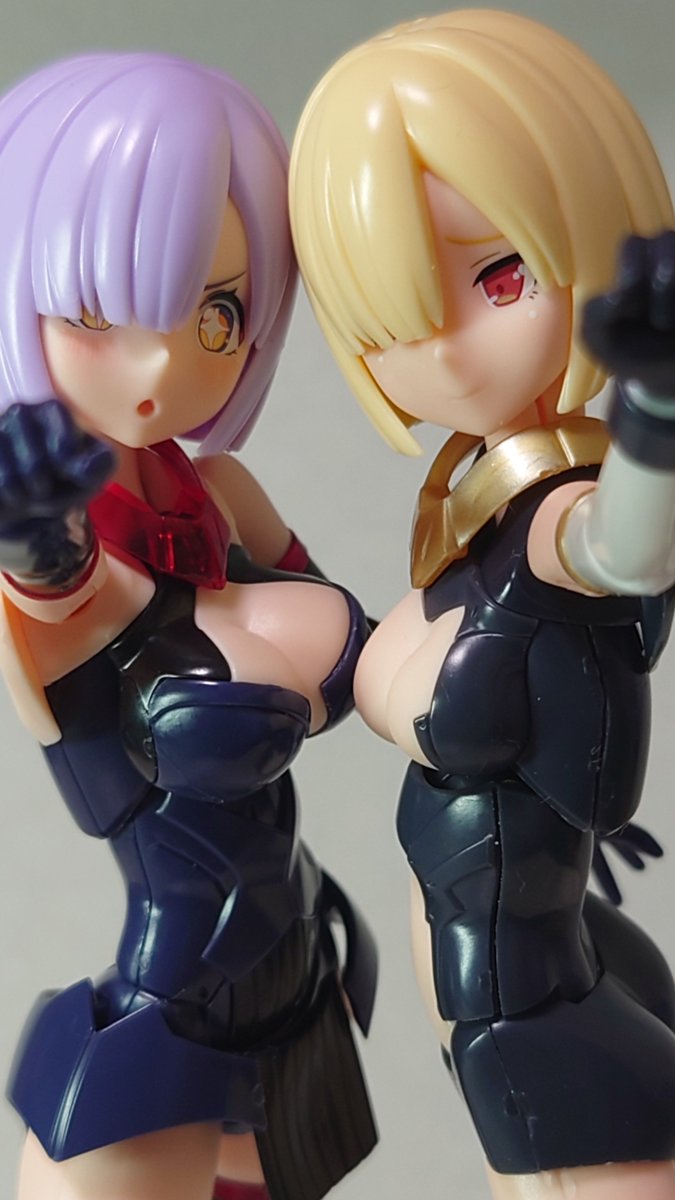 taste_born's tweet photo. メガミデバイスのバレットナイツ。姉妹みたいでかわいいね…ランチャーでかい…でかくない？ https://t.co/FzfUKDNGSW