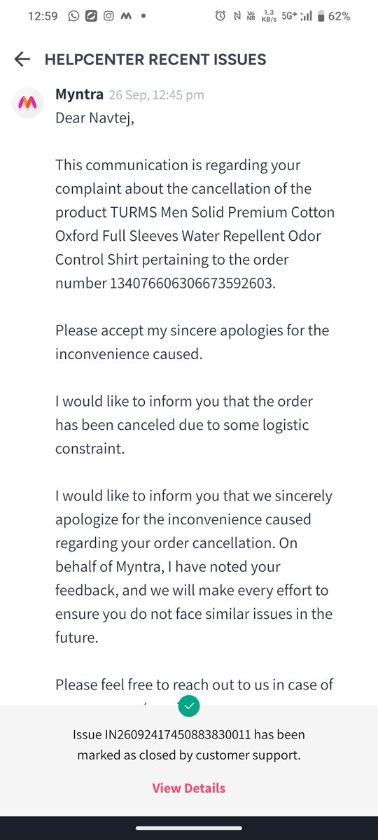 sharma_navtej's tweet photo. Brazen fraud by @myntra @myntrasupport!
Supervisor Jaswinder shut ticket IN260924174508883830011 calling cancellation "seller price fluctuation"!
YOU cancelled order, pocketed ₹126 extra, and closed ticket!
@jagograhakjago @consaff NCH #10197586 https://t.co/onqF90KCCF