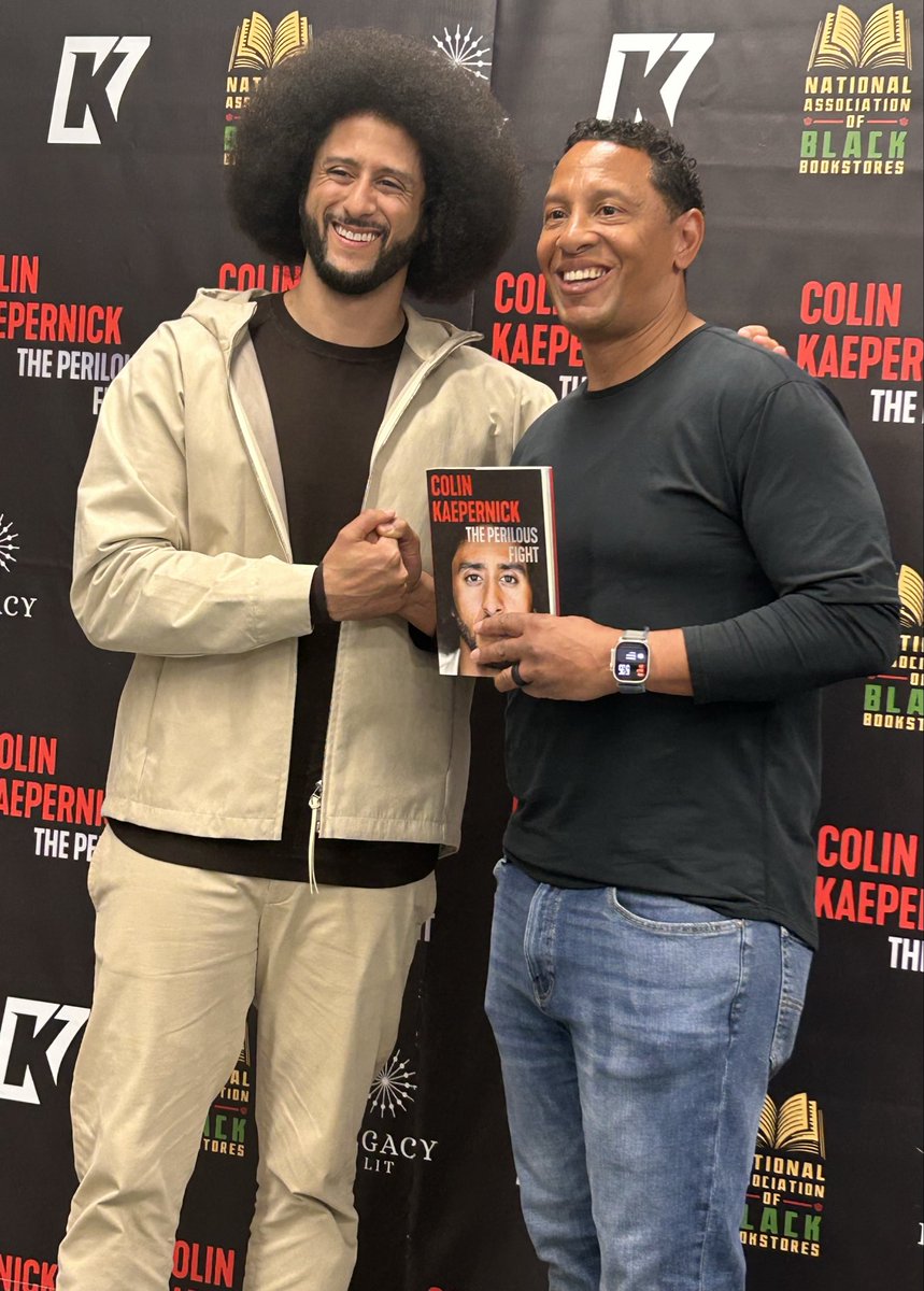 ivanjbates's tweet photo. Amazing conversation with Colin Kaepernick hosted by the amazing Tia Hamilton and Urban Reads Bookstore at a sold out Coppin State University - shoutout to Dr. Jenkins for not only opening their doors but coming through with his beautiful family. 

Colin’s newly released book the Perilous Fight was well received by the young leaders gathered to hear his powerful message: The world needs each of us to be willing to Stand Up to Injustice, Sit Down or Take a Knee to show your commitment to the change we long for! 

Silence is consent, so speak up today in order to effect the change you want to see tomorrow #BuildingBridgesBmore
