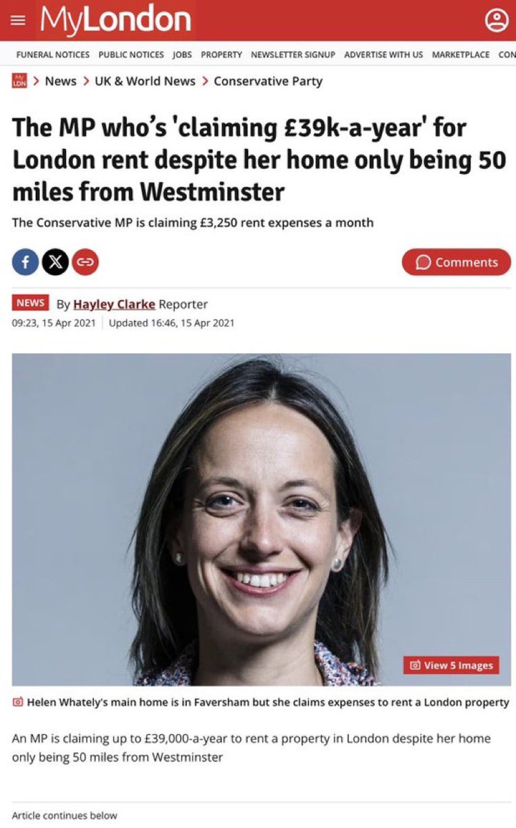 Heccles94's tweet photo. Helen Whatley MP spends every day bashing disabled people online and calling them scroungers. 

She has claimed for almost £2,000,000 on expenses since 2015.

£300,000 of this are for her own travel and accommodation etc, yet she lives 50 miles from London. https://t.co/s2uhsoIOGR