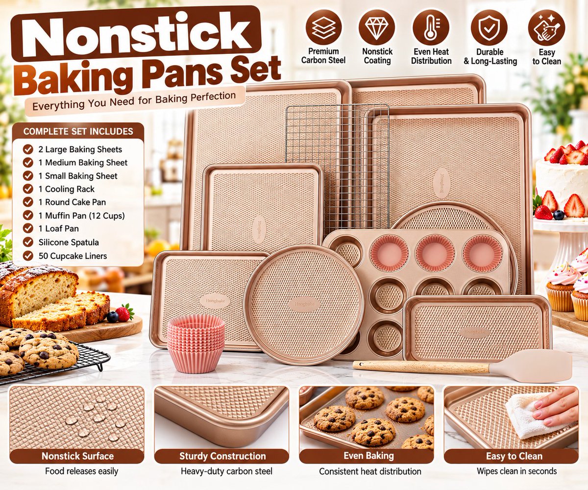 Ourfamilygear1's tweet photo. HONGBAKE 22-Piece Nonstick Bakeware Set
Buy now : https://t.co/1v0oeZsf22
#LaGranjaVIPMX #AGT #OlandriaxOffWhite
#HONGBAKE #HONGBAKEBakeware #BakewareSet #22PieceBakeware #BakingPans #NonstickBakeware #NonstickBakingPans #BakingPanSet #BakingTools #BakingSupplies #CakePans https://t.co/z5DS03kdEi