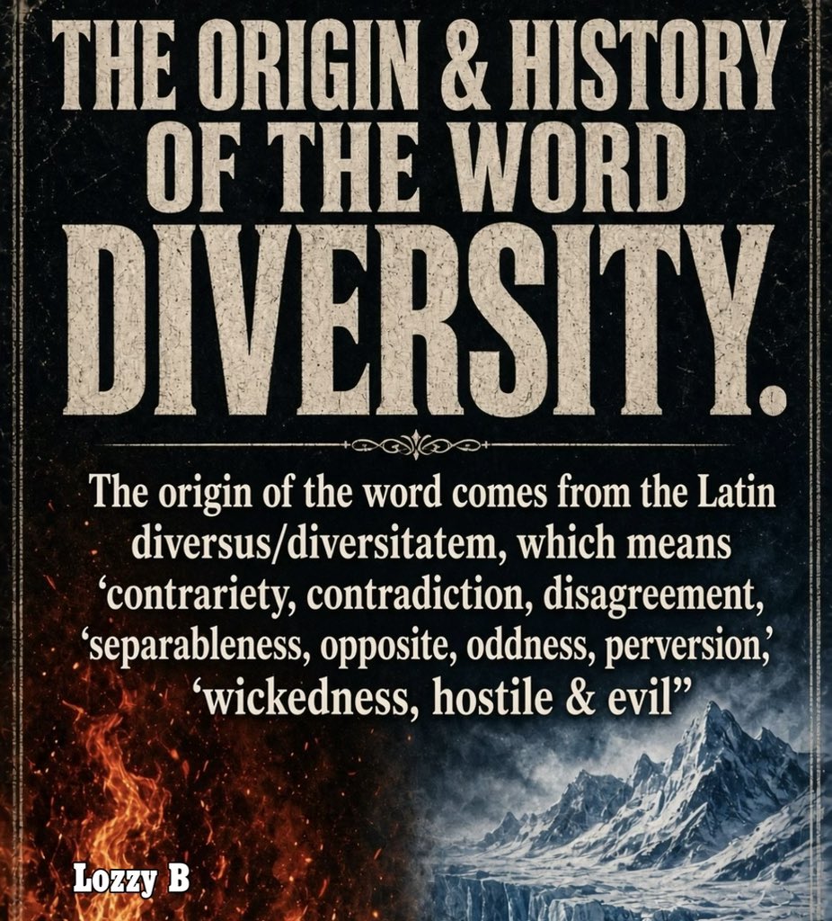 TruthFairy131's tweet photo. @TheDallasMalloy @DanDubya712 My point is correct.

Diversity is not &amp; has never been our strength.

Origins &amp; history of the word diversity https://t.co/wVxo6khyLq