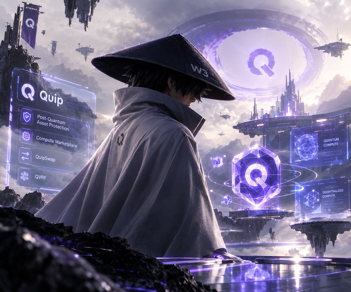 Kavehw3's tweet photo. The interesting thing about @quipnetwork isn’t the airdrop.

It’s what’s underneath it.

Quip is combining post-quantum asset protection with a compute marketplace, while QuipSwap handles the payment layer.

QVRF is already live too.

So the points aren’t just farming. https://t.co/cdkz2L5E32