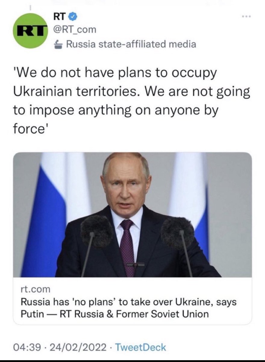 SlavoBB's tweet photo. @vzglyad Он же. Говорил что захватывать Украину тоже планов нет https://t.co/bLJtdeadK5