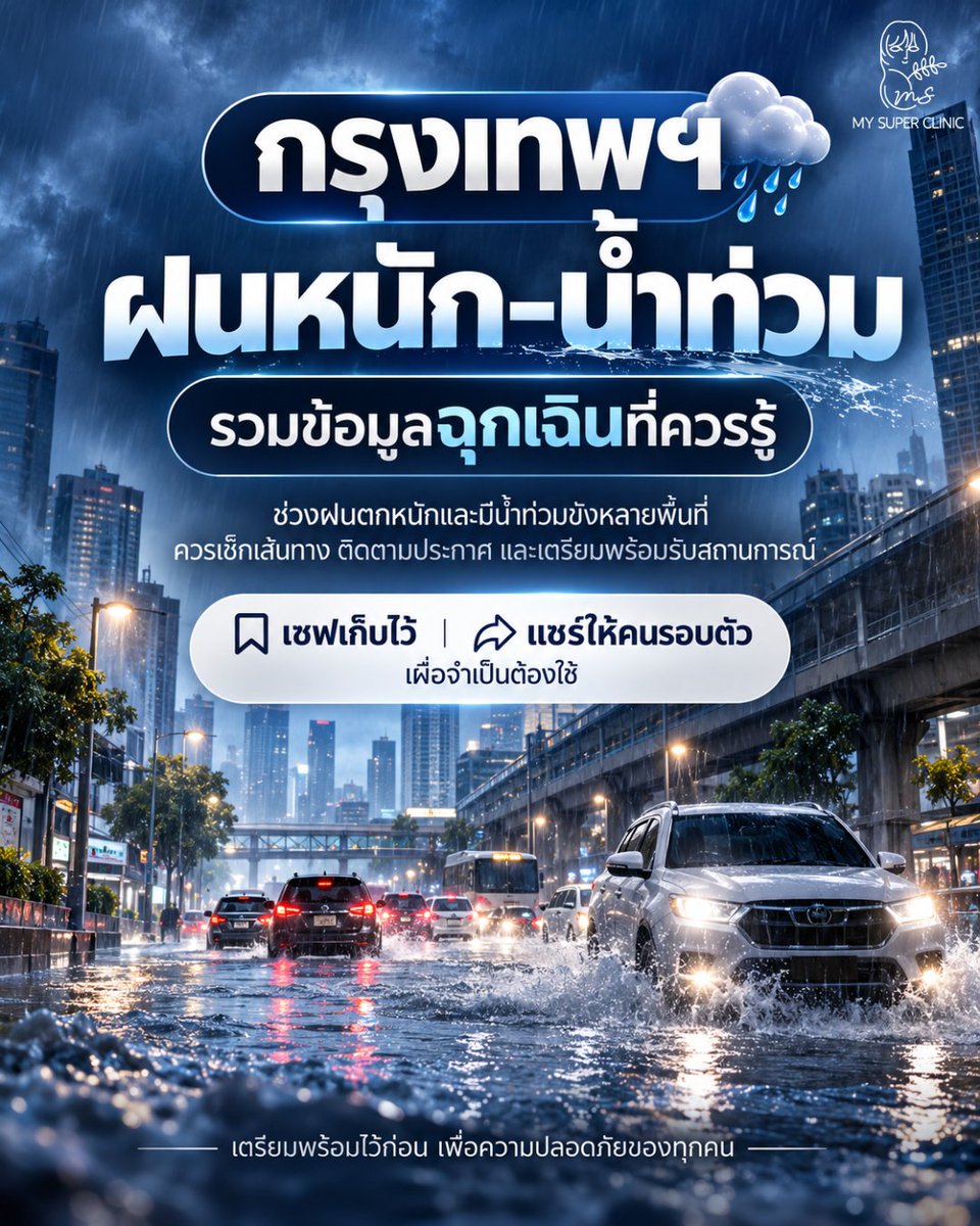mysuperclinic's tweet photo. ฝนหนัก น้ำท่วม อย่ารอให้เกิดเหตุแล้วค่อยหาเบอร์ฉุกเฉิน 🌧️🚨
สถานการณ์ฝนในกรุงเทพฯ ยังต้องเฝ้าระวัง 

ส่งต่อให้ครอบครัวและคนรอบตัวไว้ด้วยนะคะ

#น้ำท่วมกรุงเทพ #ฝนตกหนัก #น้ำท่วม #เบอร์ฉุกเฉิน #กรุงเทพมหานคร #เตรียมพร้อมรับมือน้ำท่วม https://t.co/EaR36nZNHW