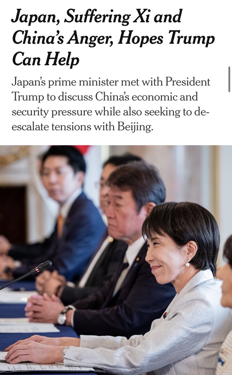 maiko_tajima's tweet photo. 世界を代表する大きな影響力を持つニューヨークタイムズ誌の記事。

「習主席と中国の怒りに苦しむ日本、トランプ氏の助けに期待」。

国内世論向けにどんなに強がっても、どんなに巨額の内閣広報費をかけても、どんなに国内メディアに圧力をかけても変わらない、高市政権の外からの見られ方。 https://t.co/va6VndIAKL