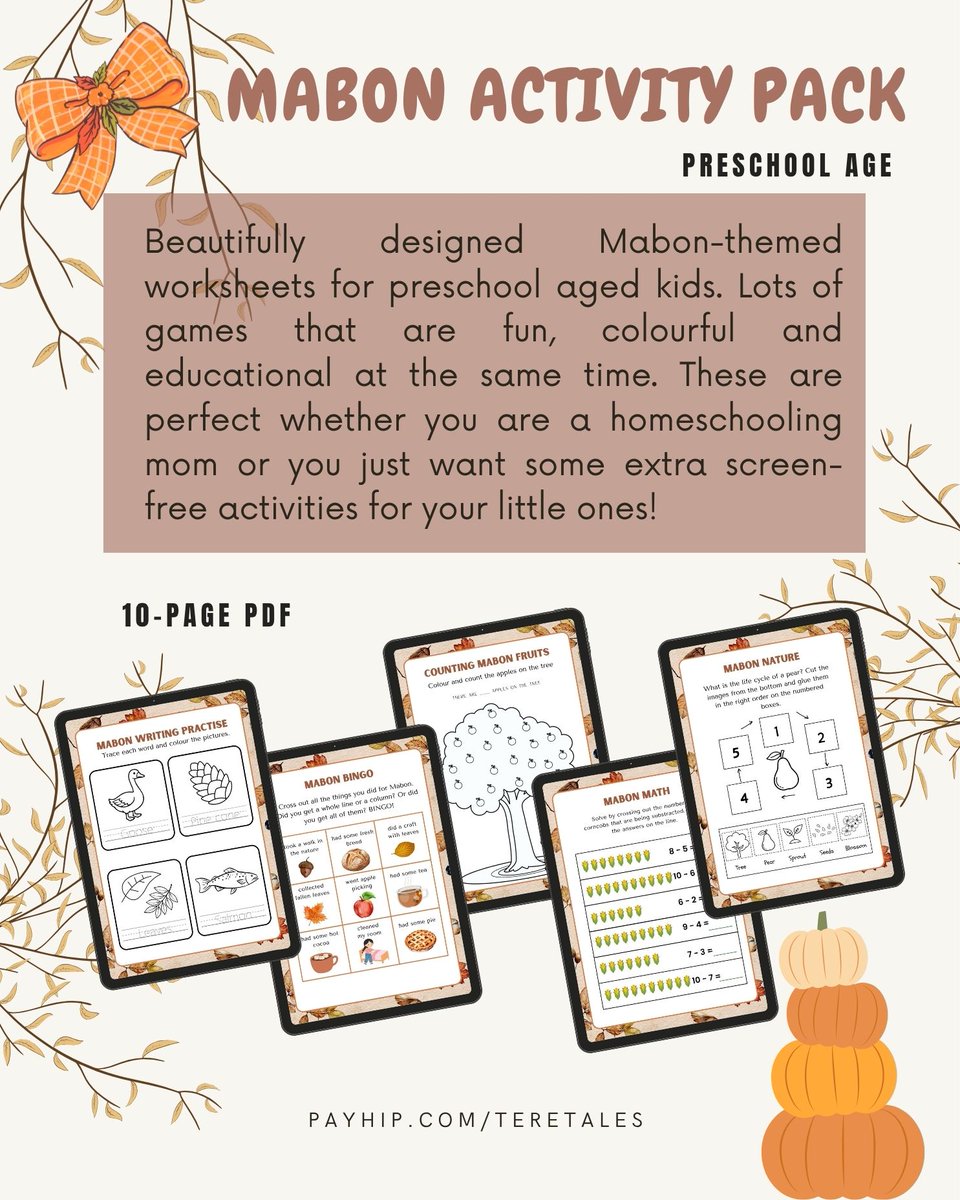 teretales's tweet photo. Autumn isn’t just a single date on the calendar and to help your family celebrate all season long (or prep early for next year’s lesson plans!), all Mabon activity packs are currently on sale.🍂✨
https://t.co/eZuAybzoDa
#mabon #mabonforkids #mabonwithkids #paganmom #paganlife https://t.co/Pq01YGb9bf