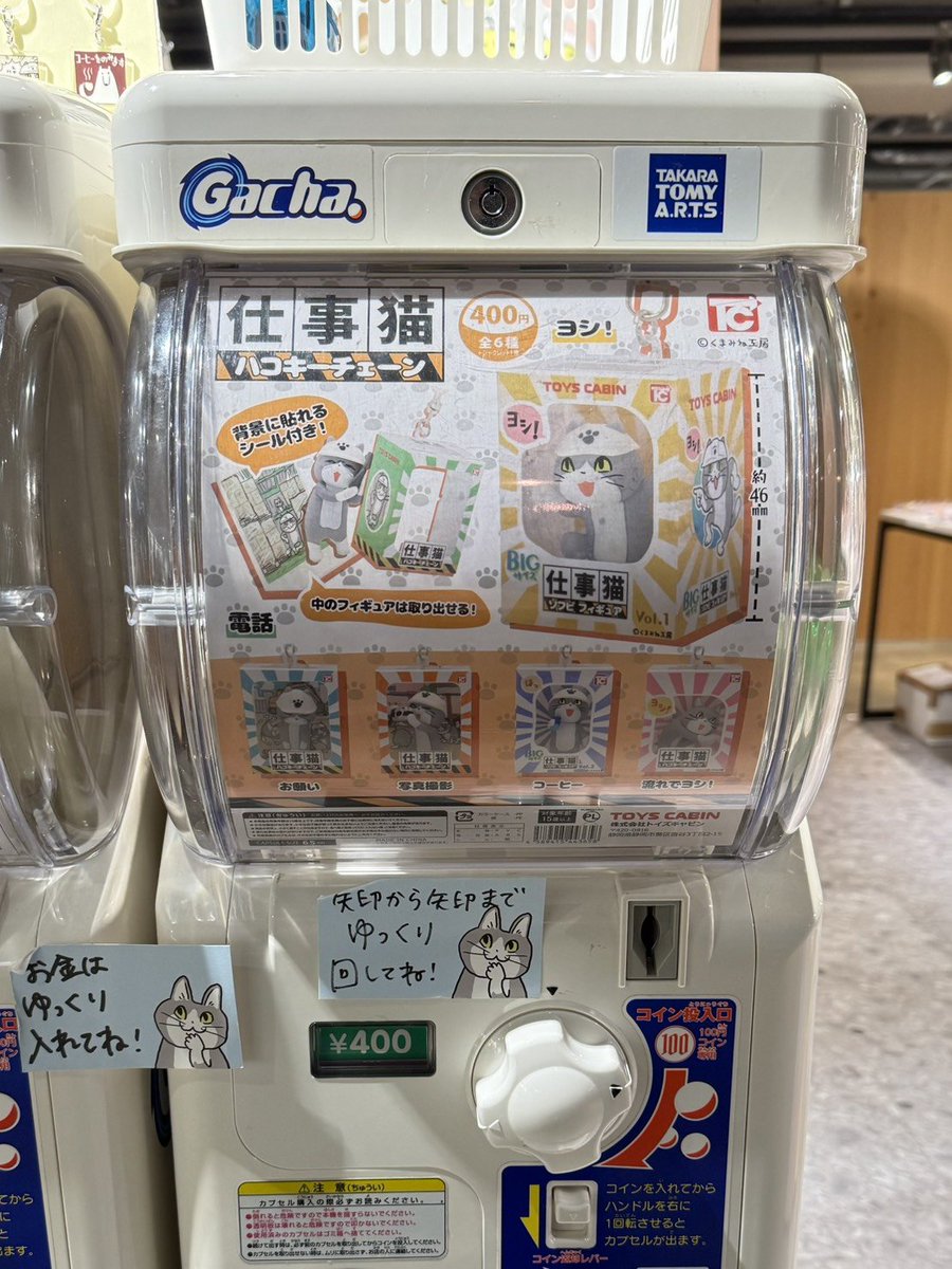 monajiana's tweet photo. 📢モナジアナからのお知らせ📢

本日より「仕事猫ハコキーチェーン」のガチャを設置したのですよ〜😺👉️✨
ぜひゲットしてください！

#モナジアナ #くまみね #仕事猫 #トイズキャビン https://t.co/QD6ICkMrGf
