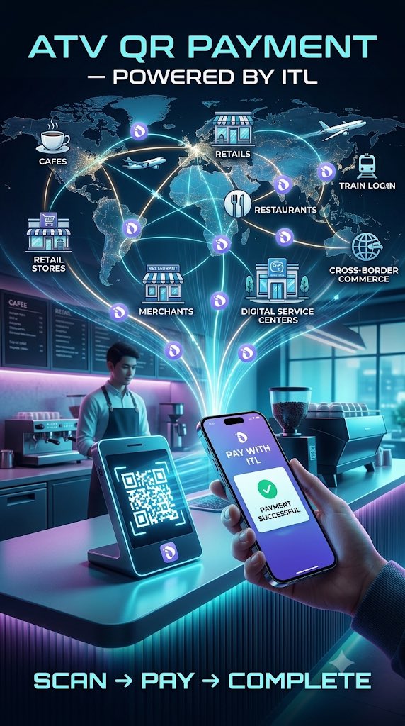 Naga0bp's tweet photo. ATV QR Payment bridges ITL with daily commerce. Scan, pay, and go—powering seamless transactions from local cafés to cross-border global trade with instant Web3 speed. 🌐⚡ #InterLink #ITLG #ITL #FinTech #CryptoPay https://t.co/2jEt5Wt0D8