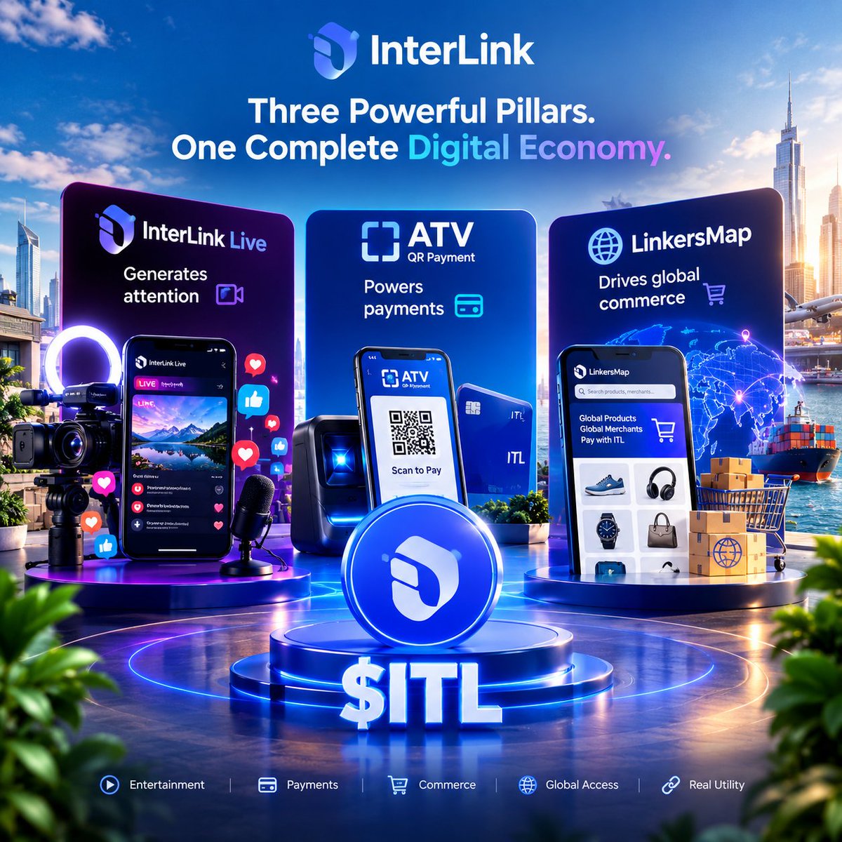 MaaruffT's tweet photo. InterLink Live generates attention 🎥
ATV QR Payment powers payments 💳
LinkersMap drives global commerce 🛍️

Together, these 3 pillars turn $ITL into a complete, real-world digital economy! 🎆

#InterLink #ITLG #ITL https://t.co/jdeUIzZBGh