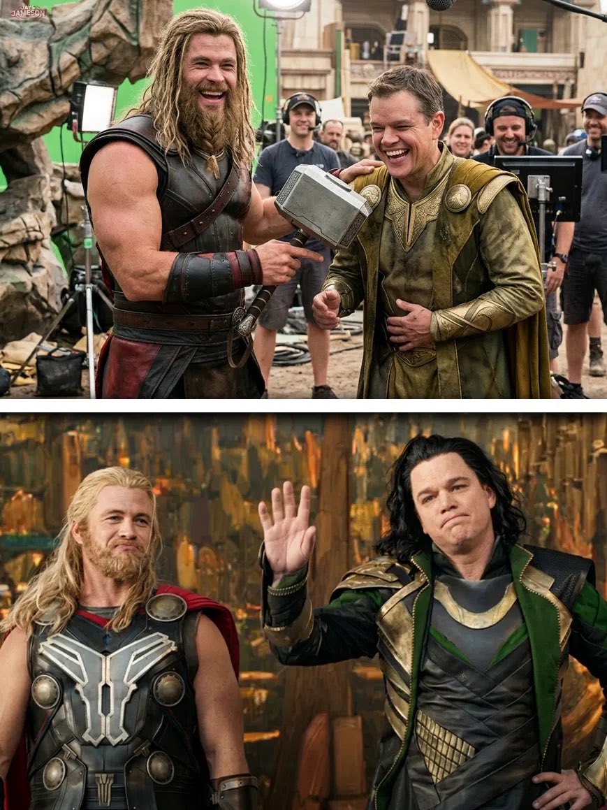 astralpoli's tweet photo. Matt Damon's most inconspicuous cameo in the movie "Thor: Ragnarok"

One of the most hilarious moments of the movie "Thor: Ragnarok" is the scene where Thor returns to Asgard and finds his father Odin, who is actually disguised by Loki, watching a pathetic street performance.

The production itself is a pure narcissistic farce, where Loki is exposed as an innocent victim and a hero, but the main feature was completely different...

To the great surprise of the fans, the theatrical Loki was played by none other than Matt Damon himself! He got there by pure chance. Director Taika Waititi and Chris Hemsworth were looking for someone famous and funny for this episodic role, and Chris just called his old friend Matt.

Damon thought the idea was very funny, so he immediately agreed to come to the shooting. The actor in general is happy to take part in various cameos, if you like the post, I will tell you about some more cases.

By the way, I will be grateful if you support me with a subscription!