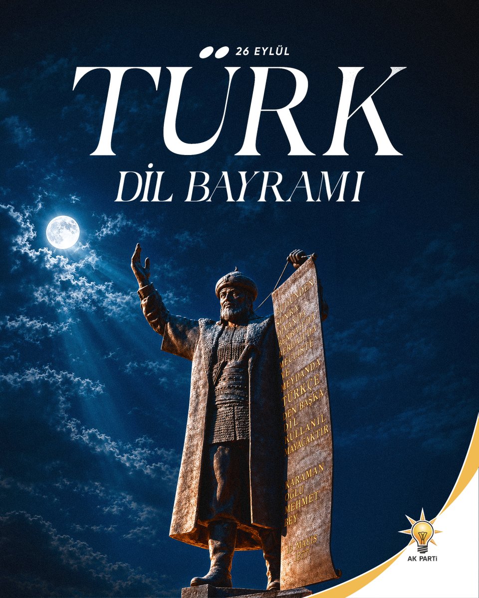 Akparti's tweet photo. Türkçemiz; tarihimizin, kültürümüzün ve ortak hafızamızın taşıyıcısıdır.

26 Eylül Türk Dil Bayramı kutlu olsun. https://t.co/sW8GwlcKRN