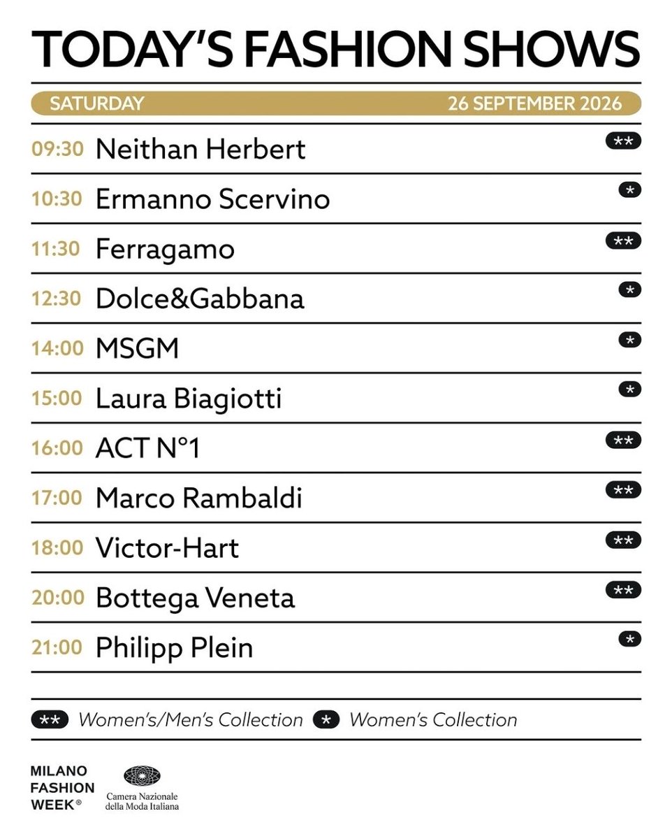 itgirlbackup's tweet photo. Today's MFW schedule! https://t.co/Ma9zYoeTdP