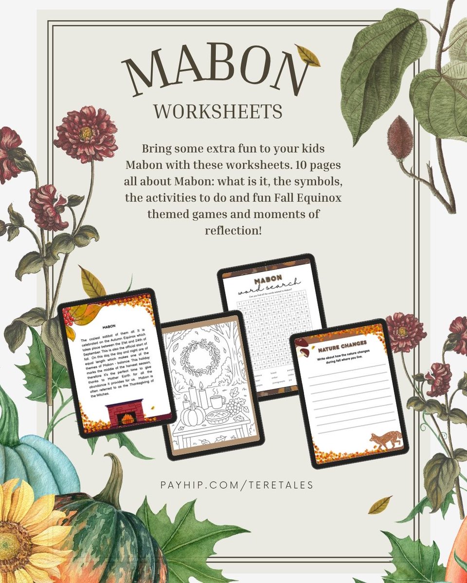 teretales's tweet photo. Autumn isn’t just a single date on the calendar and to help your family celebrate all season long (or prep early for next year’s lesson plans!), all Mabon activity packs are currently on sale.🍂✨
https://t.co/NdNzLvfkL2
#mabon #mabonforkids #mabonwithkids #paganmom #paganlife https://t.co/RkRuEgu7Zh