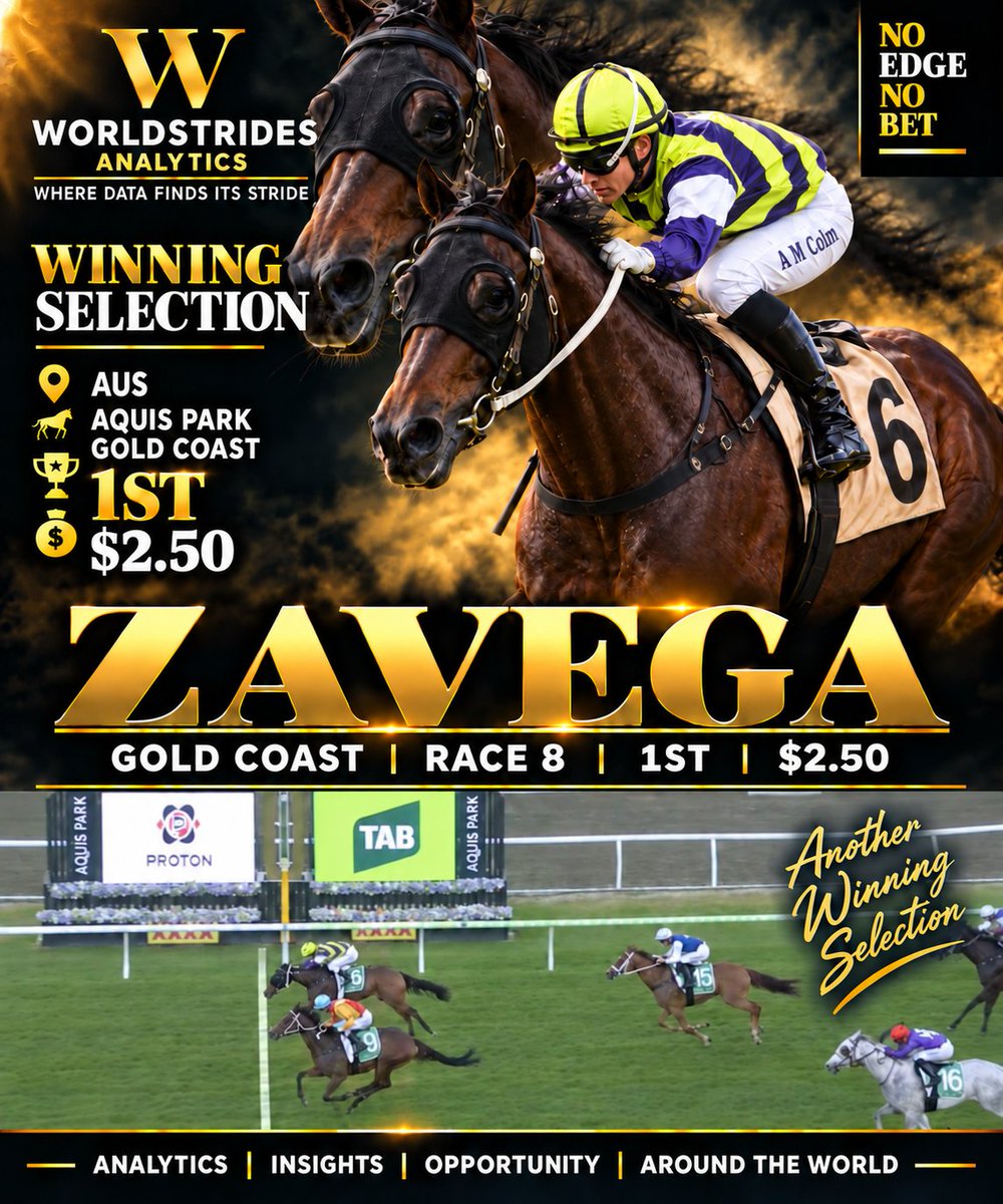 WorldstridesA's tweet photo. 🏆 ZAVEGA — 1000m specialist!

Came in 3 from 3 at the distance. Leaves 4 from 4.

The judge had to split them, but Worldstrides’ selection got the verdict! ✅

Gold Coast R8 | Winner $2.50
Try us for 14 days completely free.
https://t.co/bgRdbgAYnk https://t.co/S3zFo3zz3l